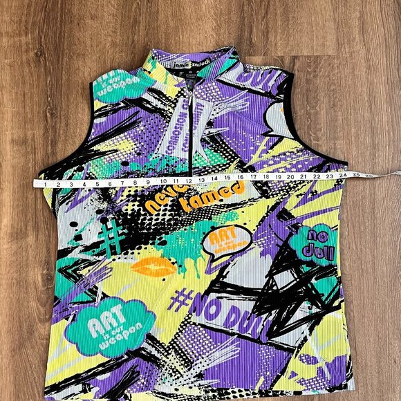 Jamie Sadock Retro 80s Vibe Abstract Sleeveless Top Sz XL - Picture 6 of 10